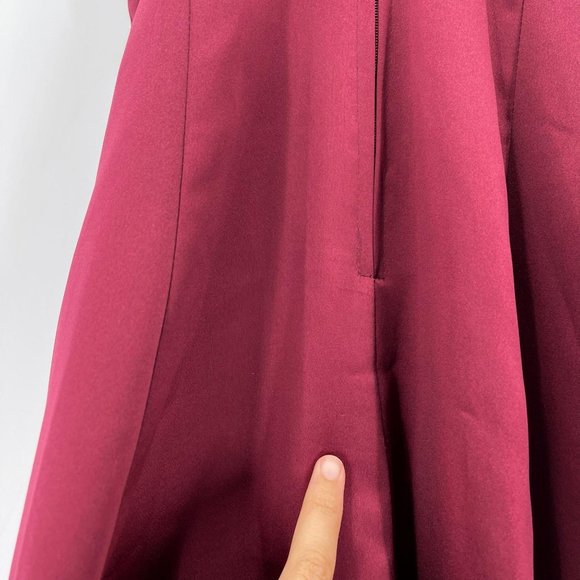 Vintage 90s Oleg Cassini Maroon Satin Formal Gown - Picture 8 of 10